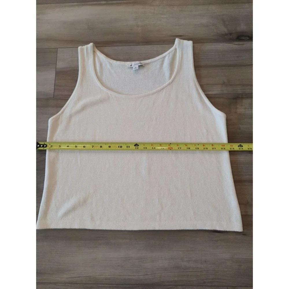 St. John Santana Knit Ivory Crop Length Tank Scoop Neck and Side Slit Top XL - Picture 10 of 12